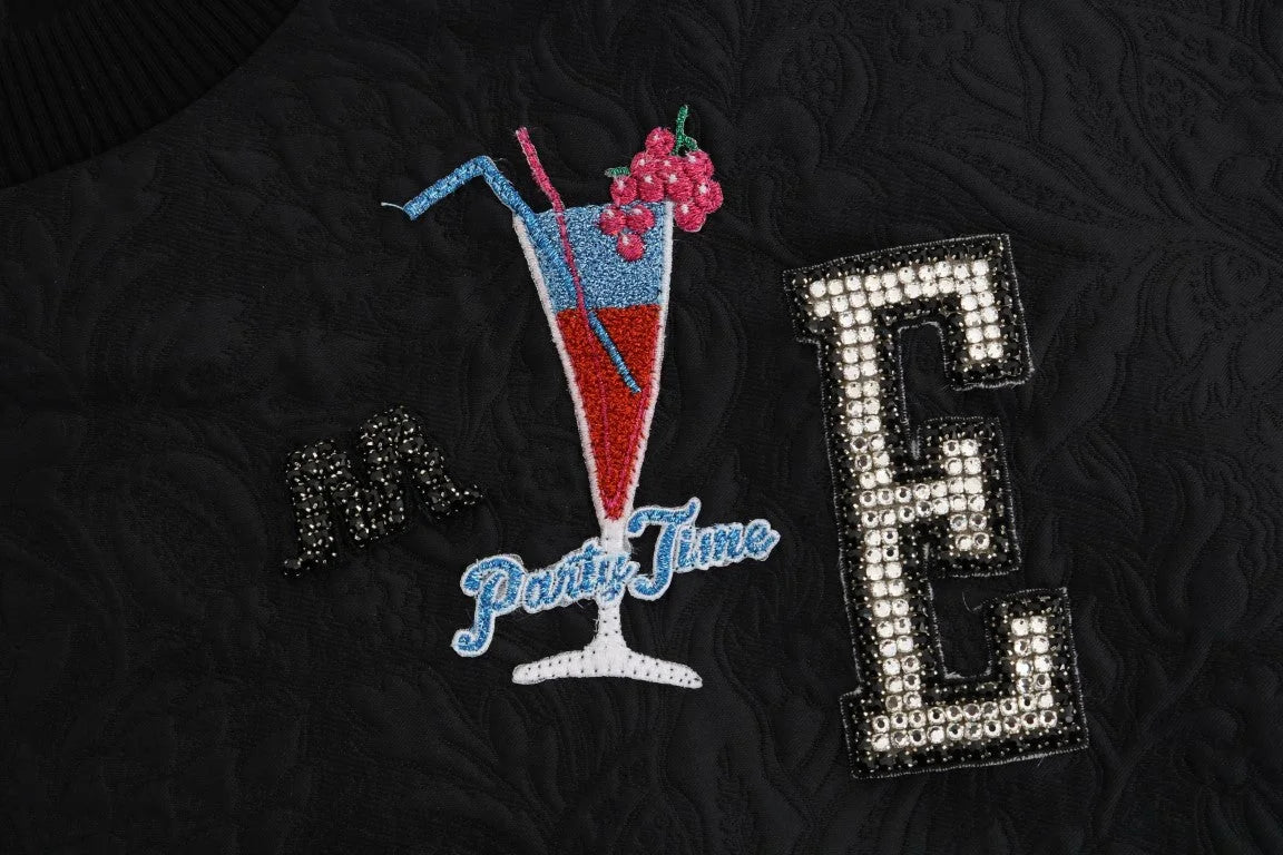 Dolce & Gabbana Black Brocade Cocktail Crystal Sweater - IT38 | S - Sweaters