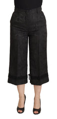 Dolce & Gabbana Black Brocade Cropped High Waist Pants - Trousers