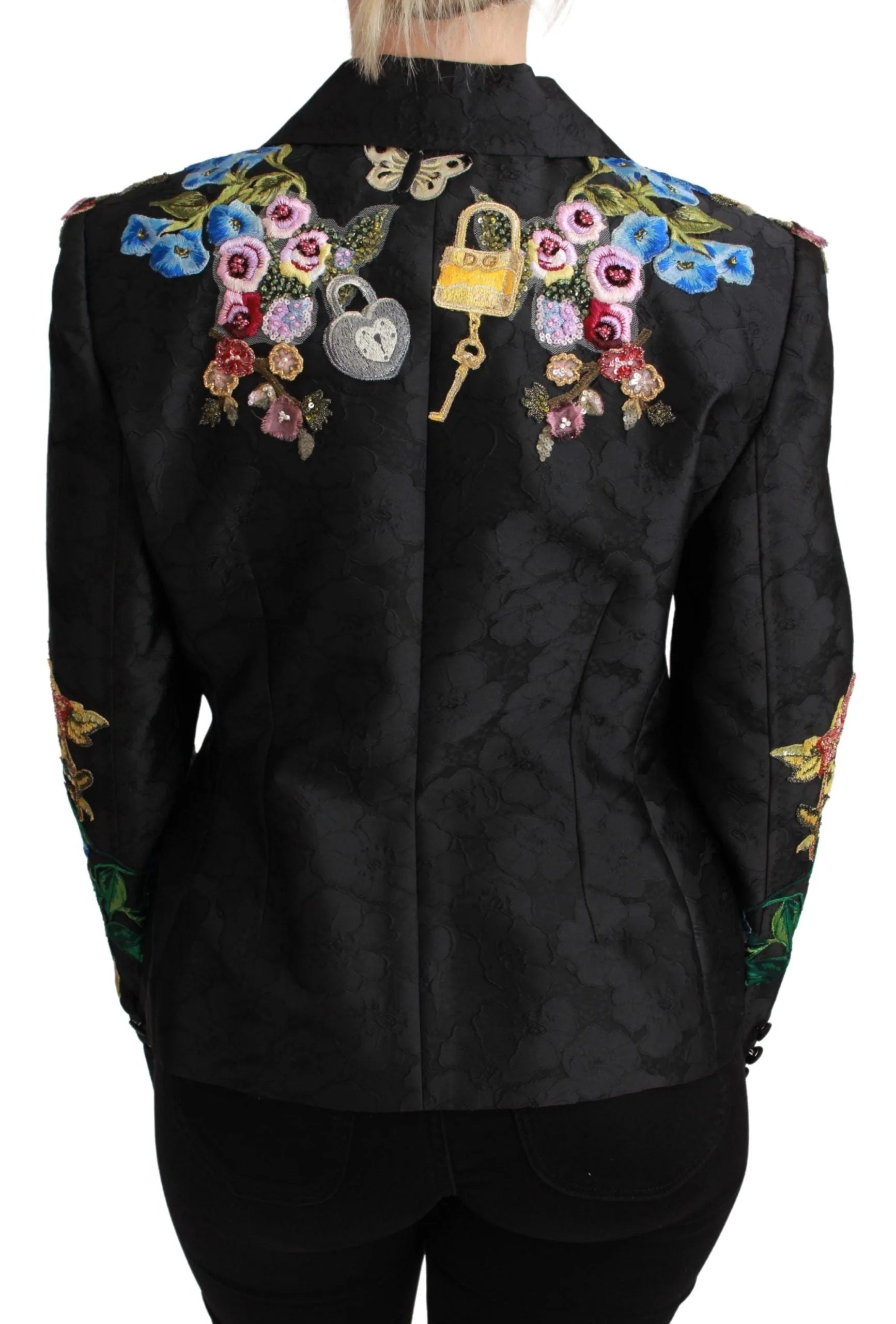 Dolce & Gabbana Black Brocade Crystal Blazer Jacket - IT46 | L - Coats & Jackets