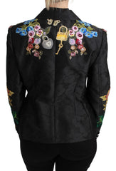Dolce & Gabbana Black Brocade Crystal Blazer Jacket - IT46 | L - Coats & Jackets