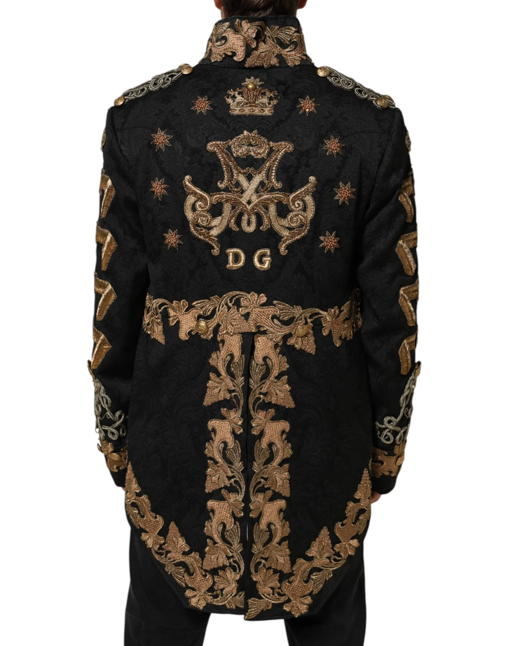 Dolce & Gabbana Black Brocade Embroidery Men Coat Jacket - IT54 | XL - Sport Jackets