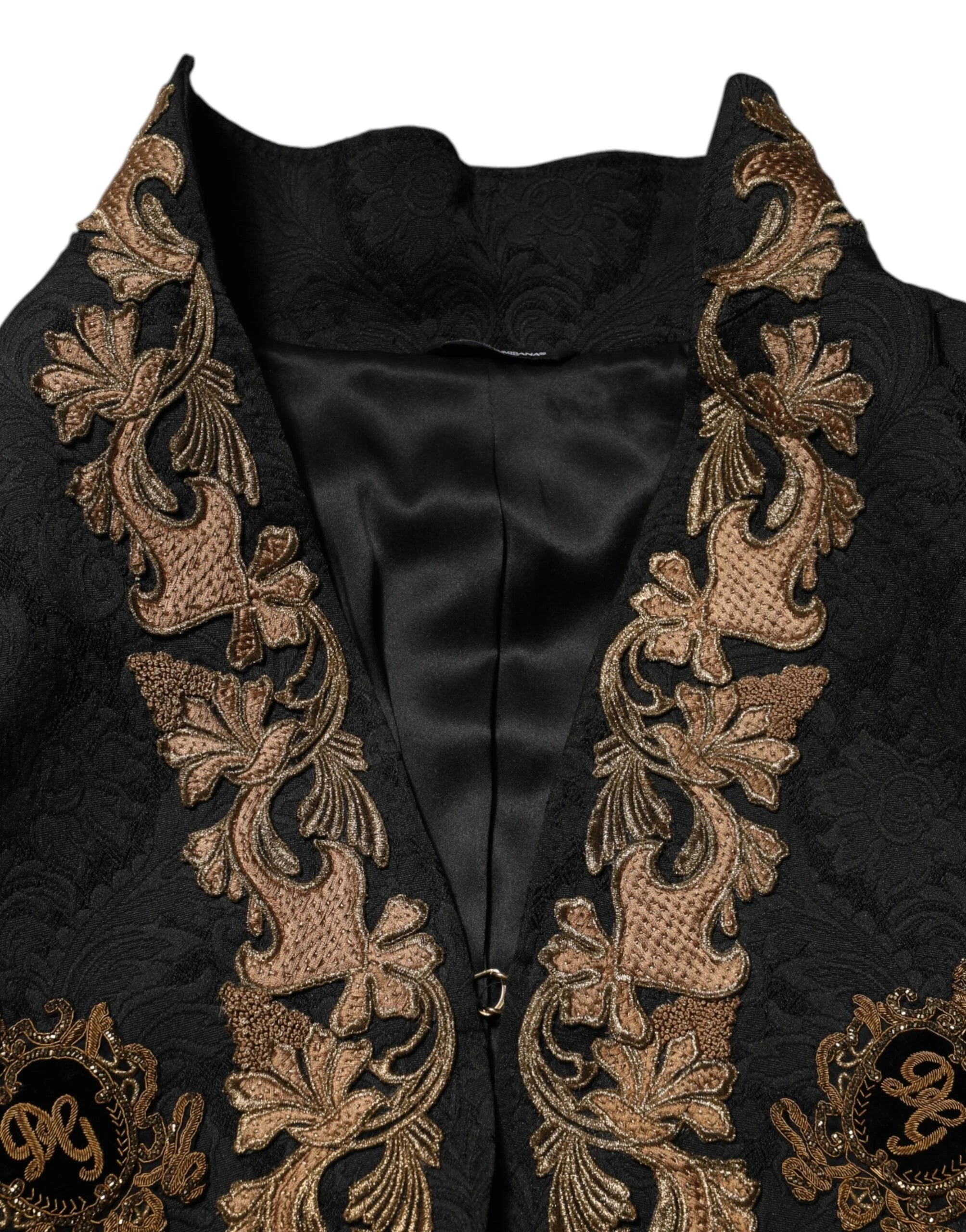 Dolce & Gabbana Black Brocade Embroidery Men Coat Jacket - IT54 | XL - Sport Jackets