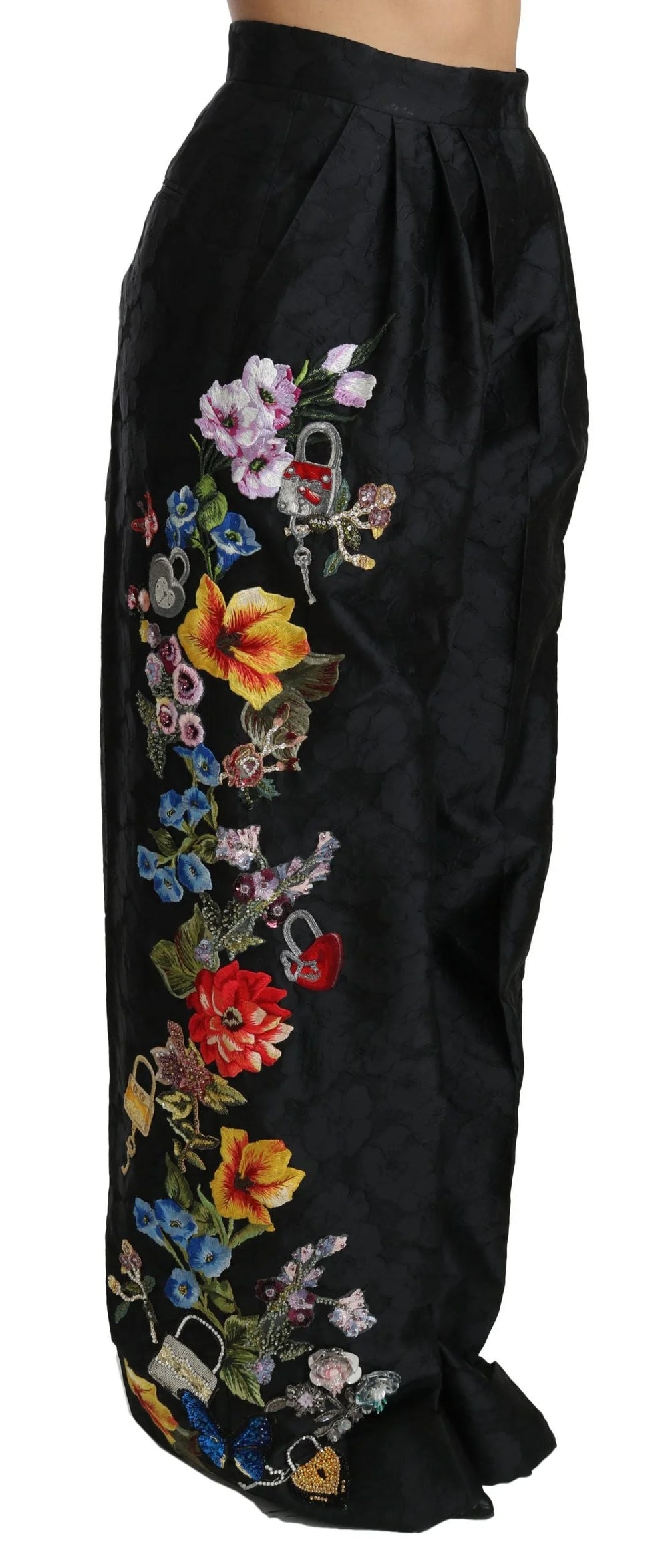 Dolce & Gabbana Black Brocade Floral Sequined Beaded Pants - IT42|M - Trousers
