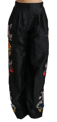 Dolce & Gabbana Black Brocade Floral Sequined Beaded Pants - IT42|M - Trousers