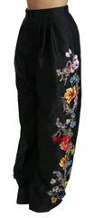 Dolce & Gabbana Black Brocade Floral Sequined Beaded Pants - IT42|M - Trousers