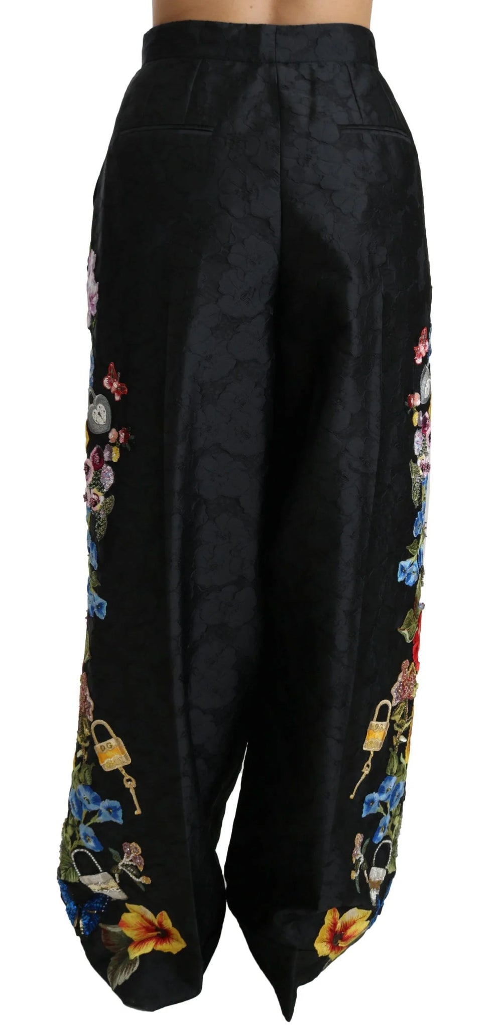 Dolce & Gabbana Black Brocade Floral Sequined Beaded Pants - IT42|M - Trousers