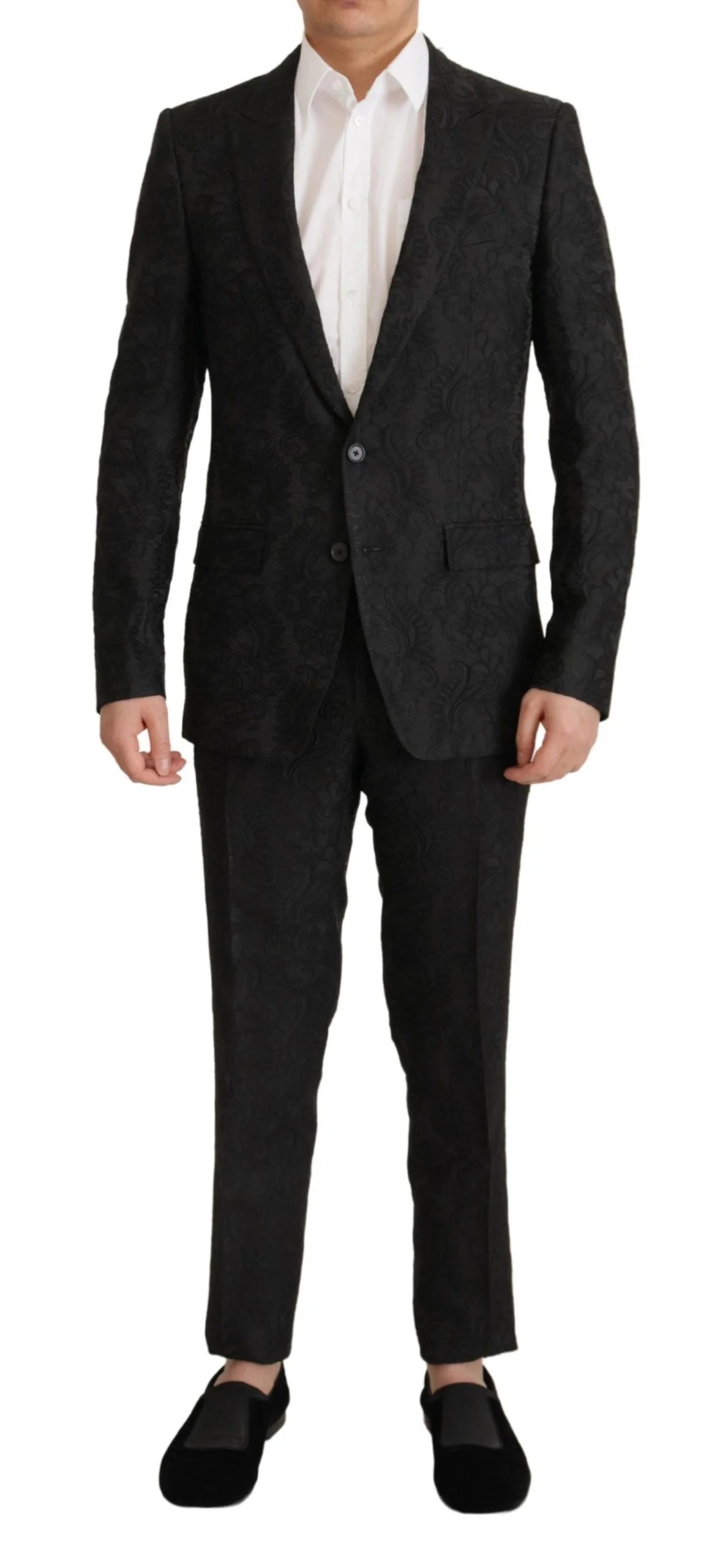 Dolce & Gabbana Black Brocade Formal 2 Piece MARTINI Suit - IT46 | S - Suits