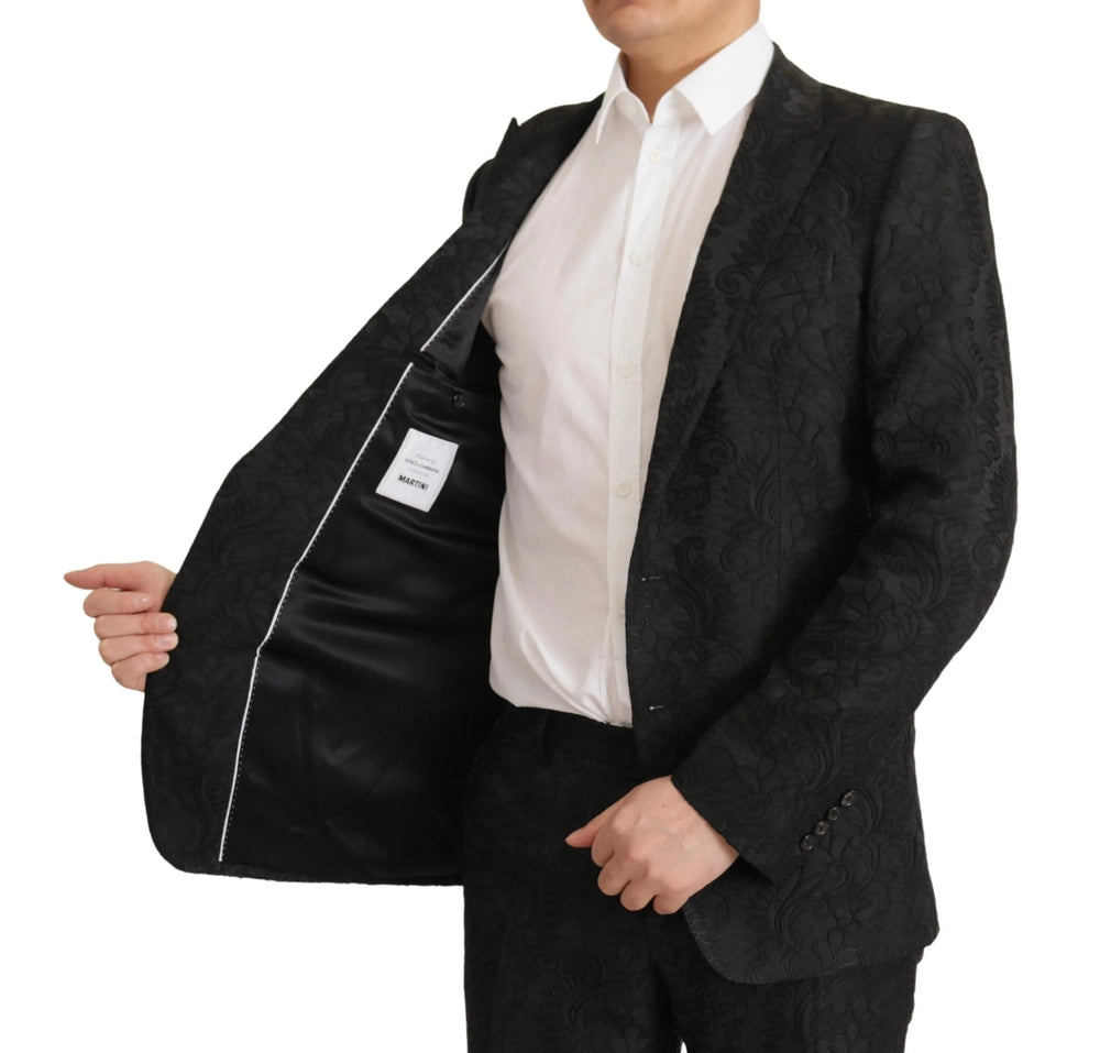 Dolce & Gabbana Black Brocade Formal 2 Piece MARTINI Suit - IT46 | S - Suits