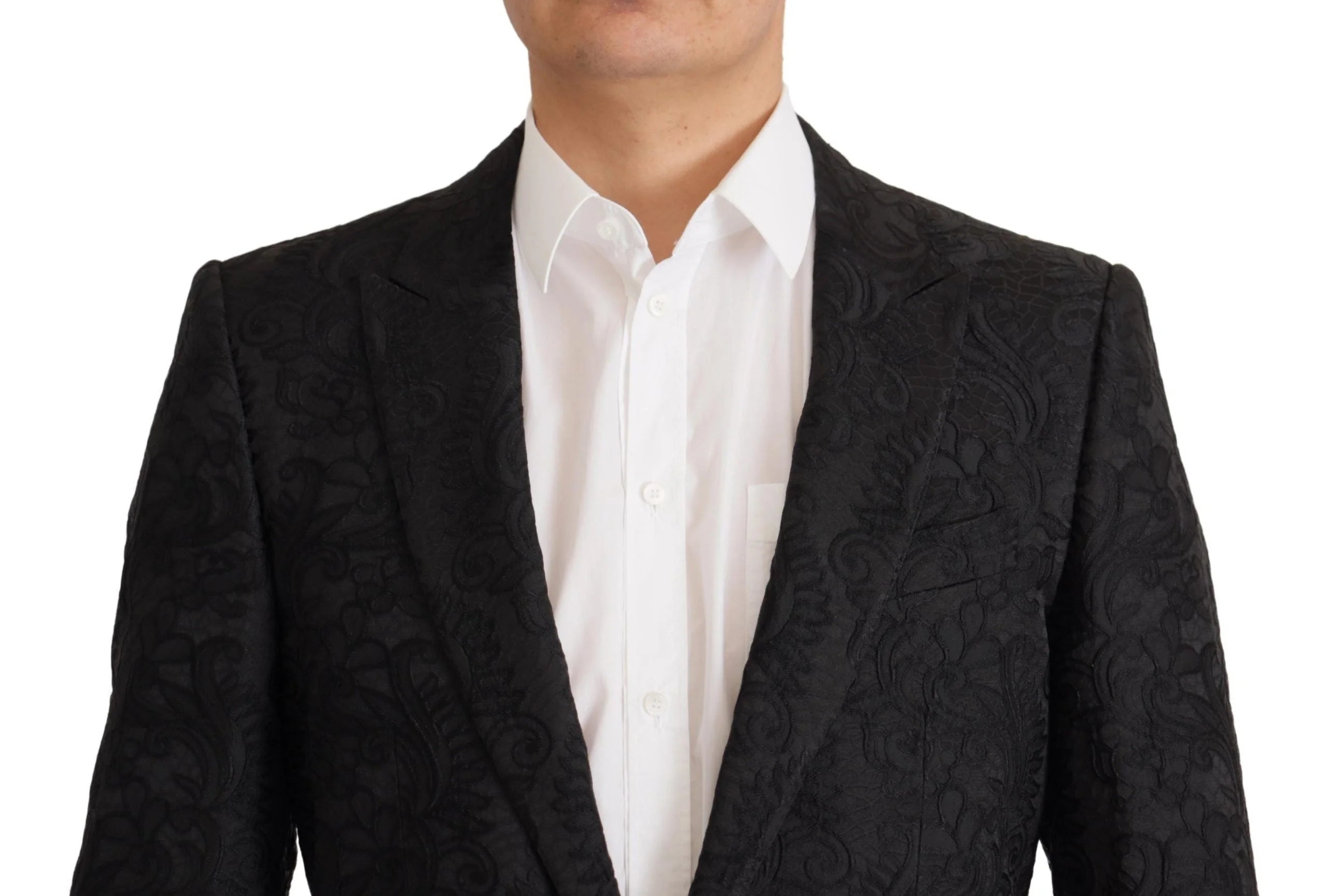 Dolce & Gabbana Black Brocade Formal 2 Piece MARTINI Suit - IT46 | S - Suits