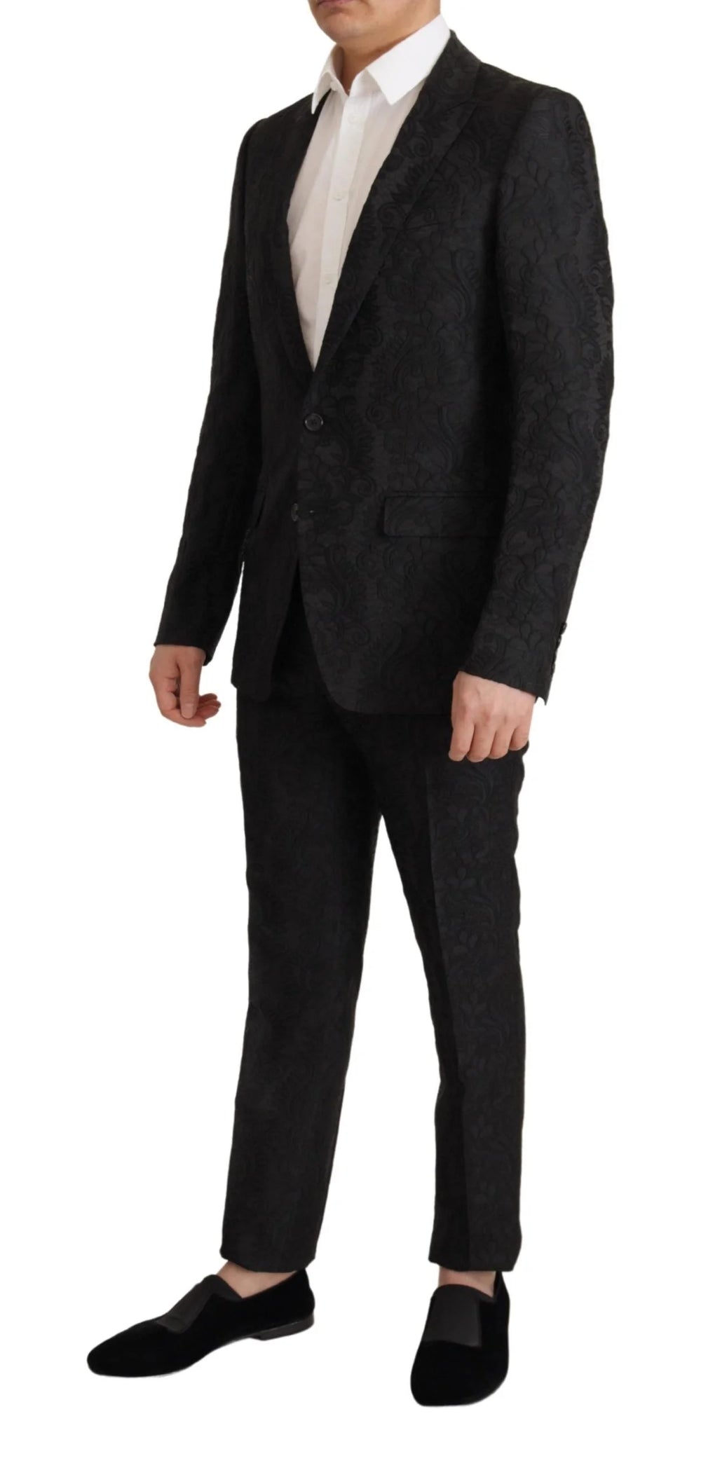 Dolce & Gabbana Black Brocade Formal 2 Piece MARTINI Suit - IT46 | S - Suits