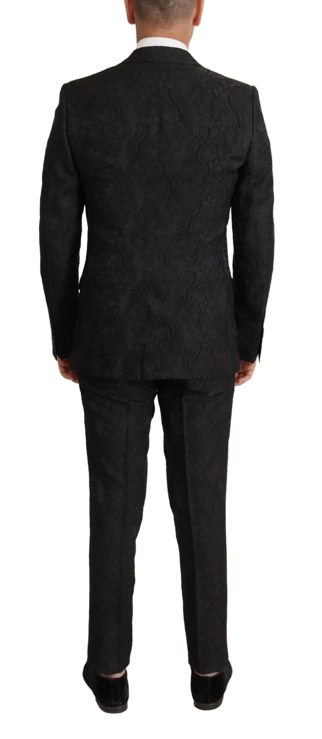Dolce & Gabbana Black Brocade Formal 2 Piece MARTINI Suit - IT46 | S - Suits