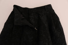 Dolce & Gabbana Black Brocade High Waist Capri Shorts - Short Trousers