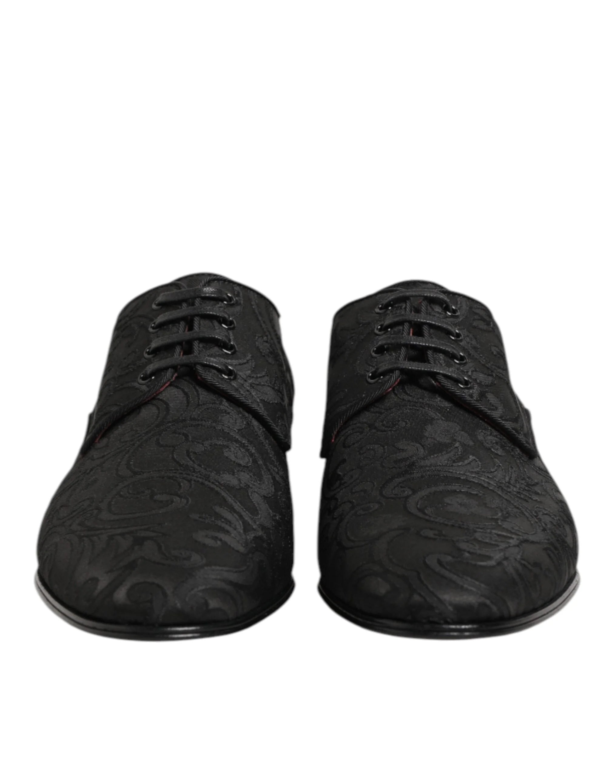 Dolce & Gabbana Black Brocade Lace Up Derby Men Dress Shoes - Shoes