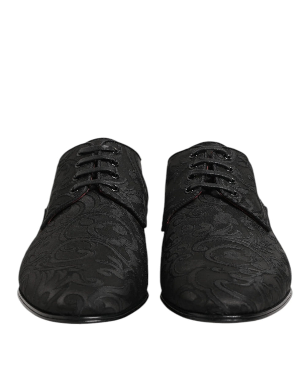 Dolce & Gabbana Black Brocade Lace Up Derby Men Dress Shoes - Shoes