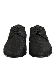 Dolce & Gabbana Black Brocade Lace Up Derby Men Dress Shoes - Shoes