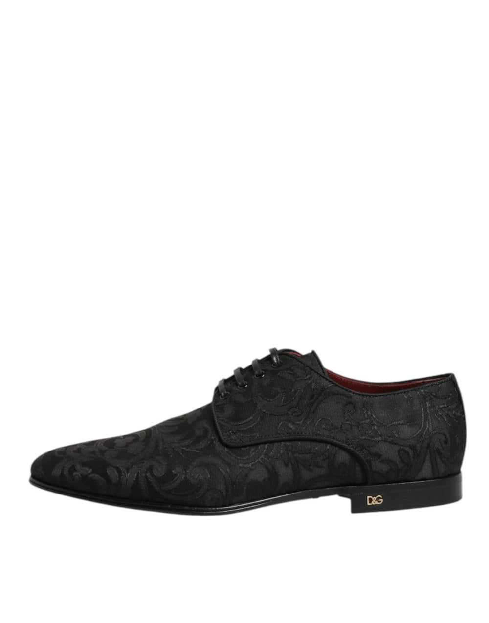 Dolce & Gabbana Black Brocade Lace Up Derby Men Dress Shoes - Shoes