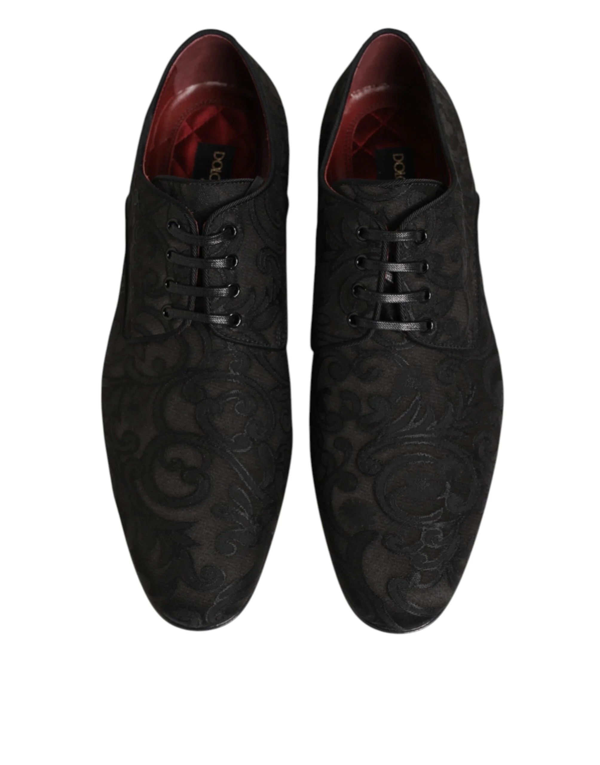 Dolce & Gabbana Black Brocade Lace Up Derby Men Dress Shoes - Shoes