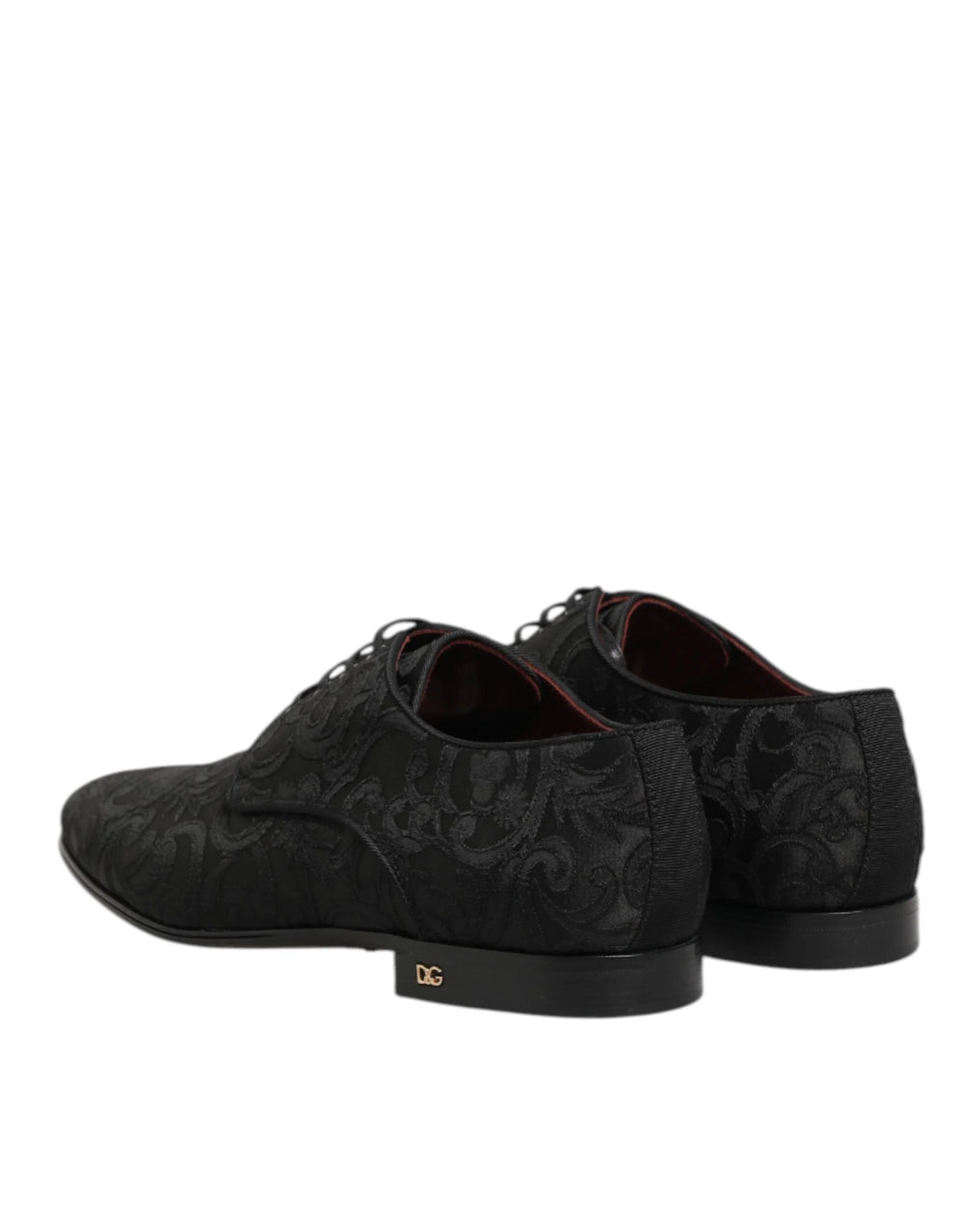 Dolce & Gabbana Black Brocade Lace Up Derby Men Dress Shoes - Shoes