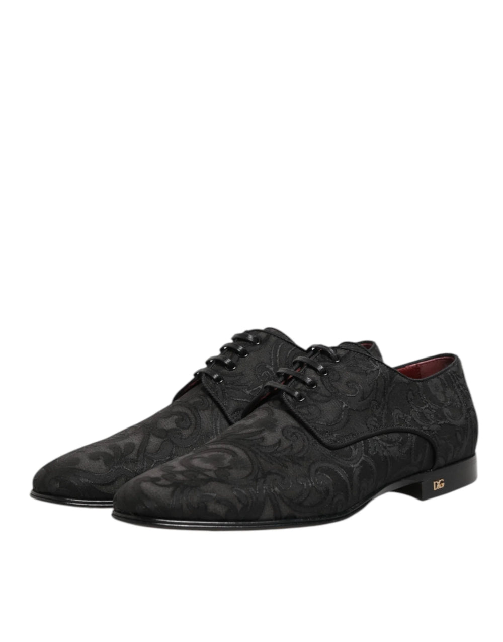 Dolce & Gabbana Black Brocade Lace Up Derby Men Dress Shoes - Shoes