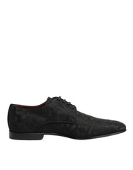 Dolce & Gabbana Black Brocade Lace Up Derby Men Dress Shoes - Shoes