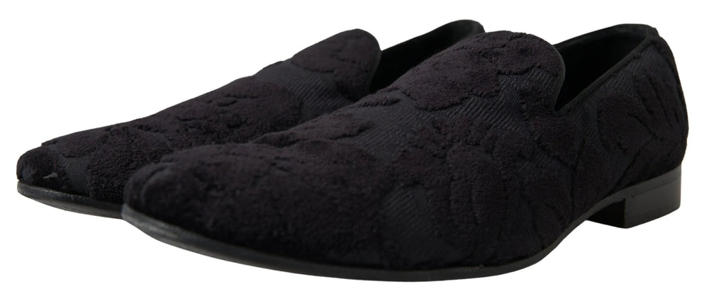 Dolce & Gabbana Black Brocade Loafers Formal Shoes - EU44/US11