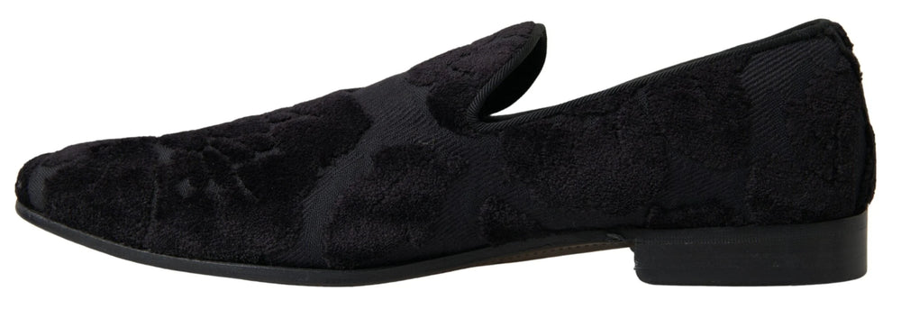 Dolce & Gabbana Black Brocade Loafers Formal Shoes - EU44/US11