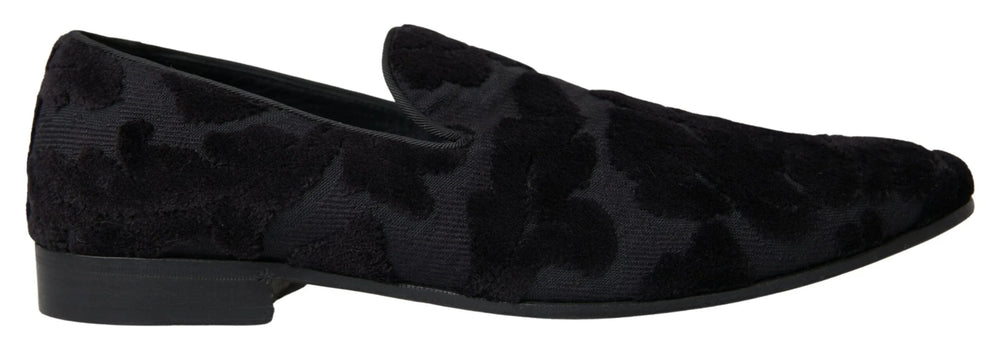 Dolce & Gabbana Black Brocade Loafers Formal Shoes - EU44/US11