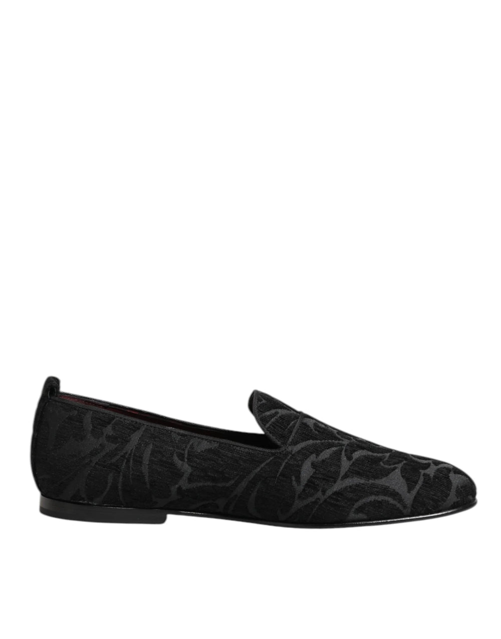 Dolce & Gabbana Black Brocade Loafers Slip On Men Dress Shoes - Flats
