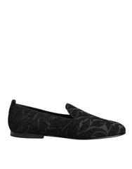 Dolce & Gabbana Black Brocade Loafers Slip On Men Dress Shoes - Flats
