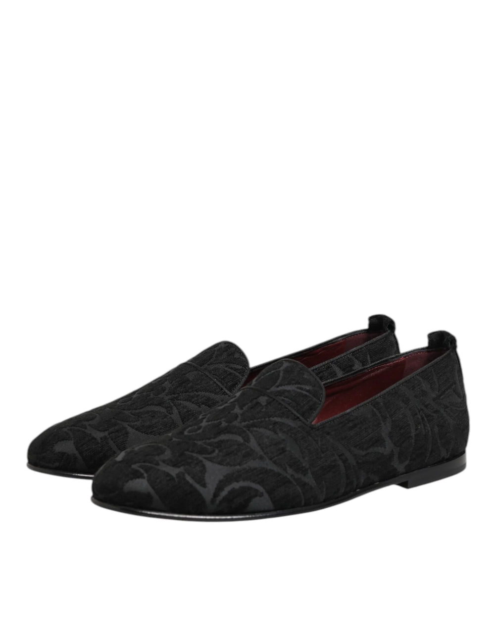 Dolce & Gabbana Black Brocade Loafers Slip On Men Dress Shoes - Flats