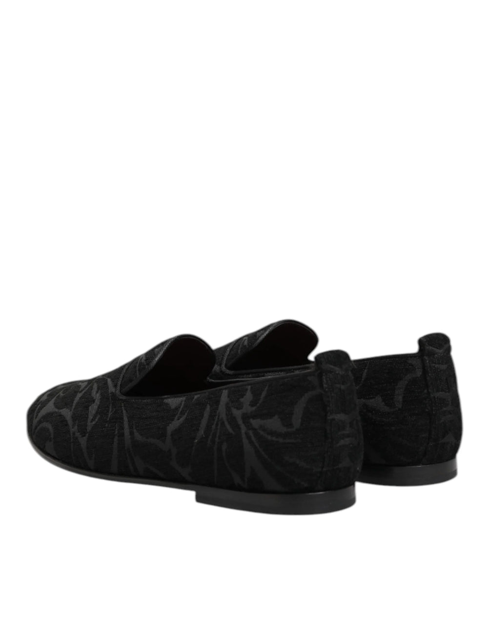 Dolce & Gabbana Black Brocade Loafers Slip On Men Dress Shoes - Flats