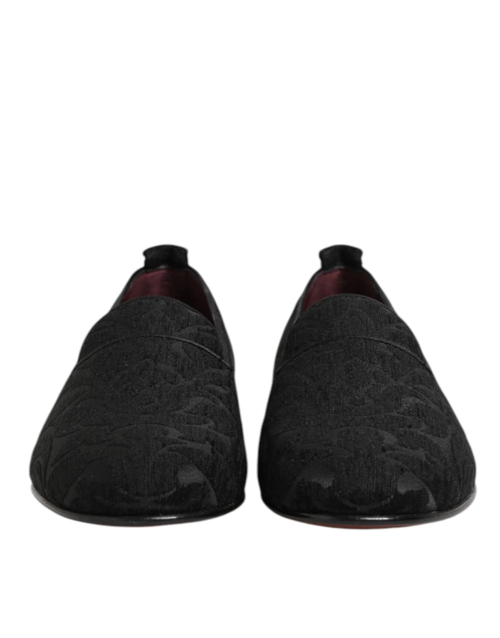 Dolce & Gabbana Black Brocade Loafers Slip On Men Dress Shoes - Flats