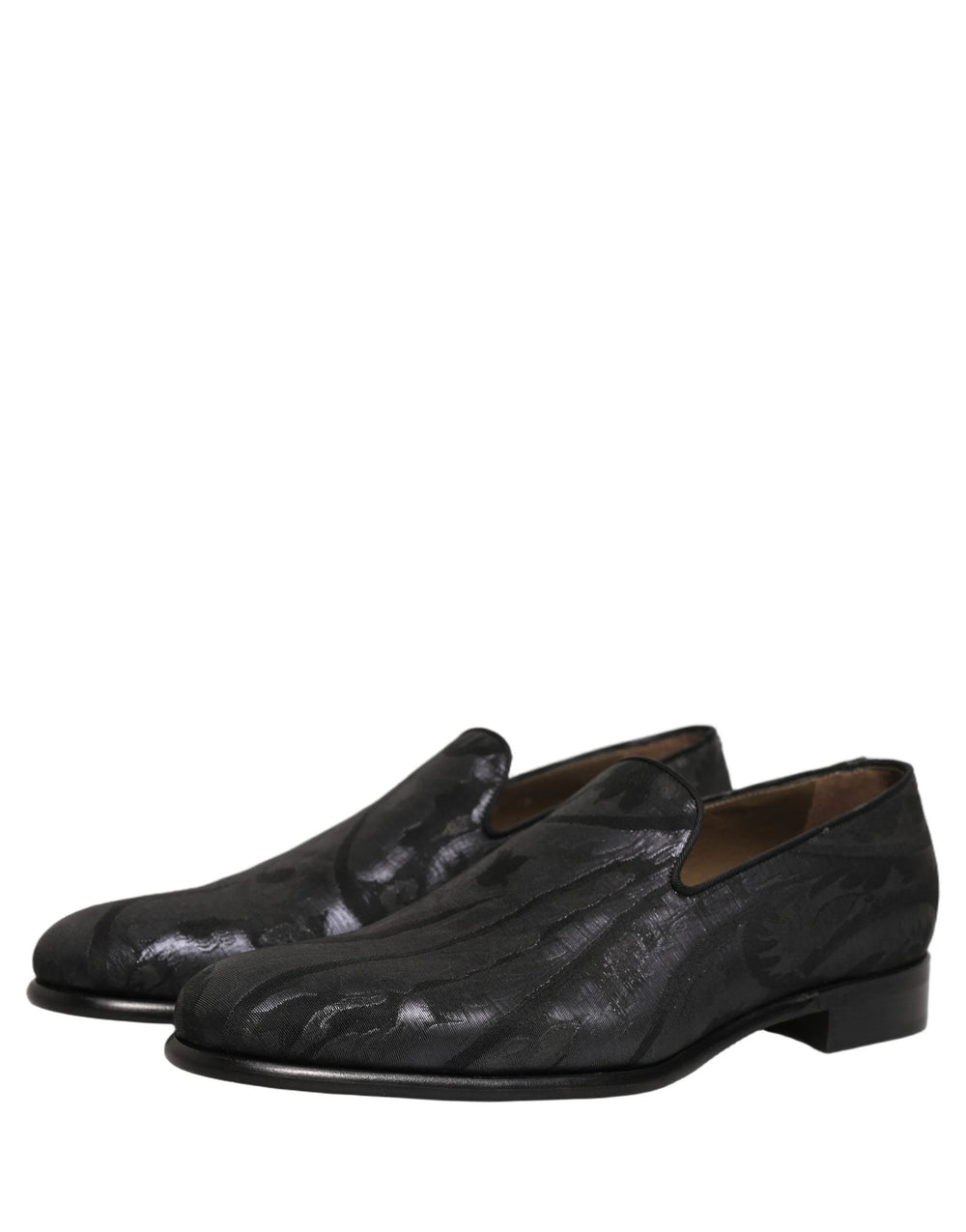Dolce & Gabbana Black Brocade Men Slip On Dress Loafers Shoes - EU43/US10