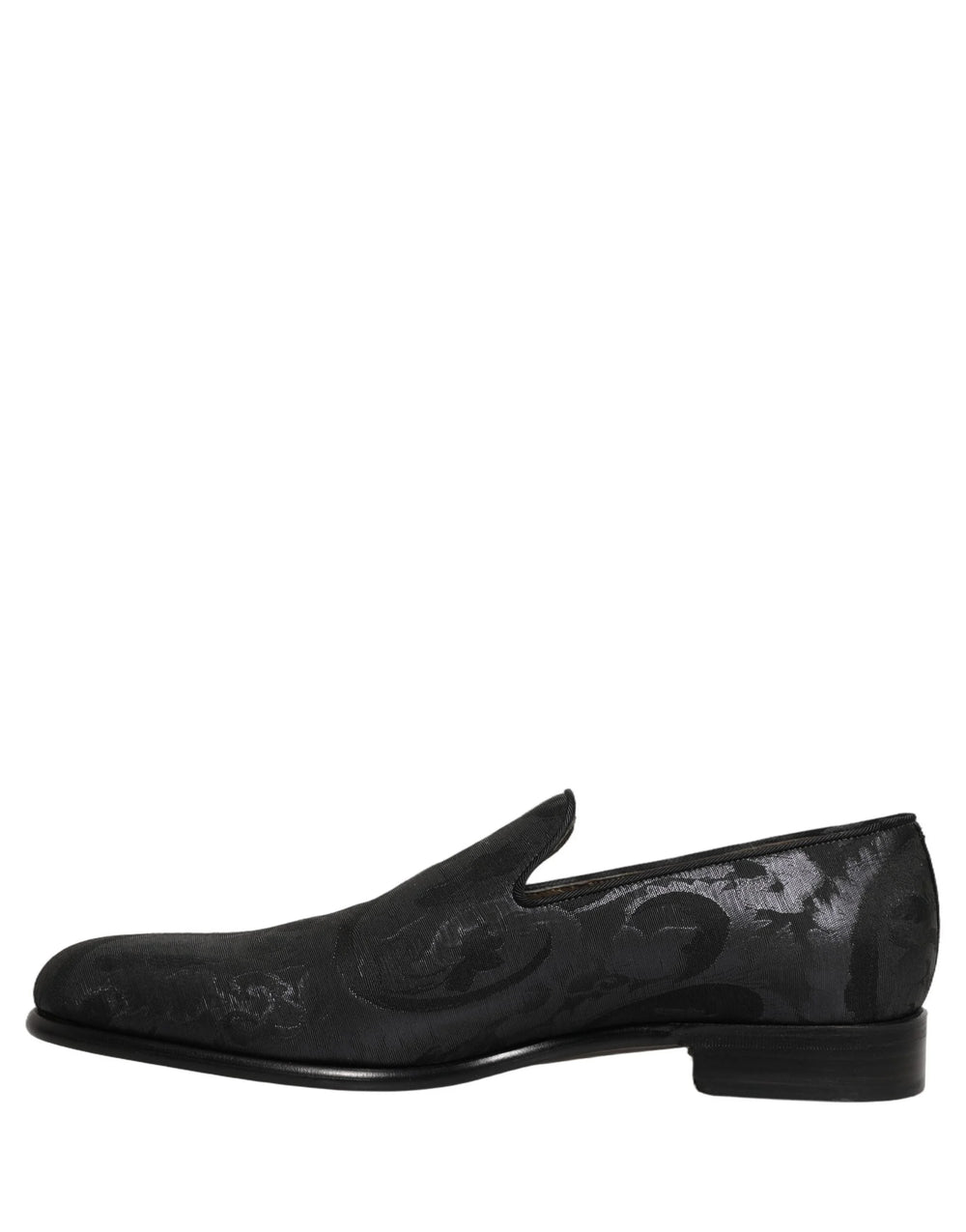 Dolce & Gabbana Black Brocade Men Slip On Dress Loafers Shoes - EU43/US10