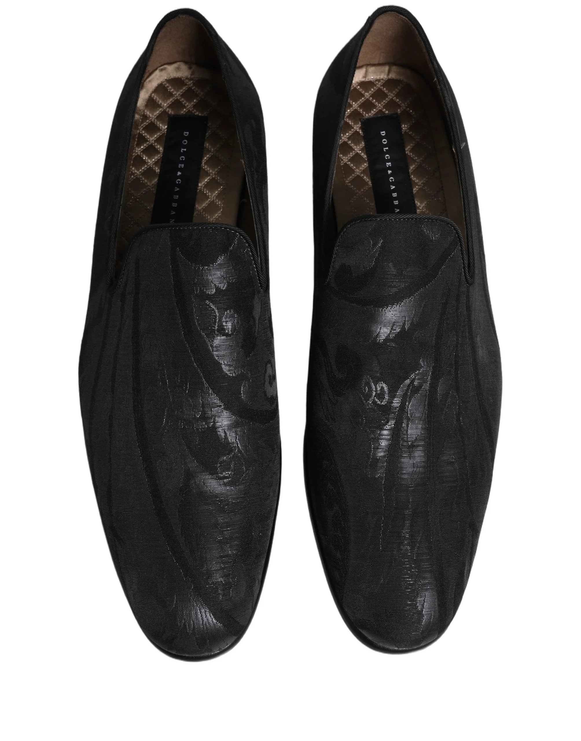 Dolce & Gabbana Black Brocade Men Slip On Dress Loafers Shoes - EU43/US10