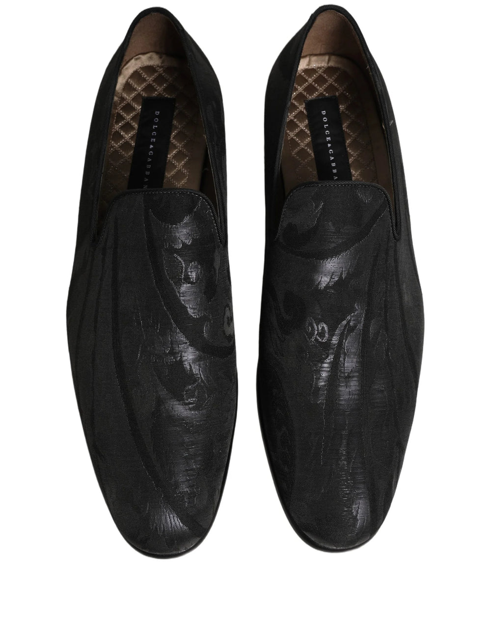 Dolce & Gabbana Black Brocade Men Slip On Dress Loafers Shoes - EU43/US10