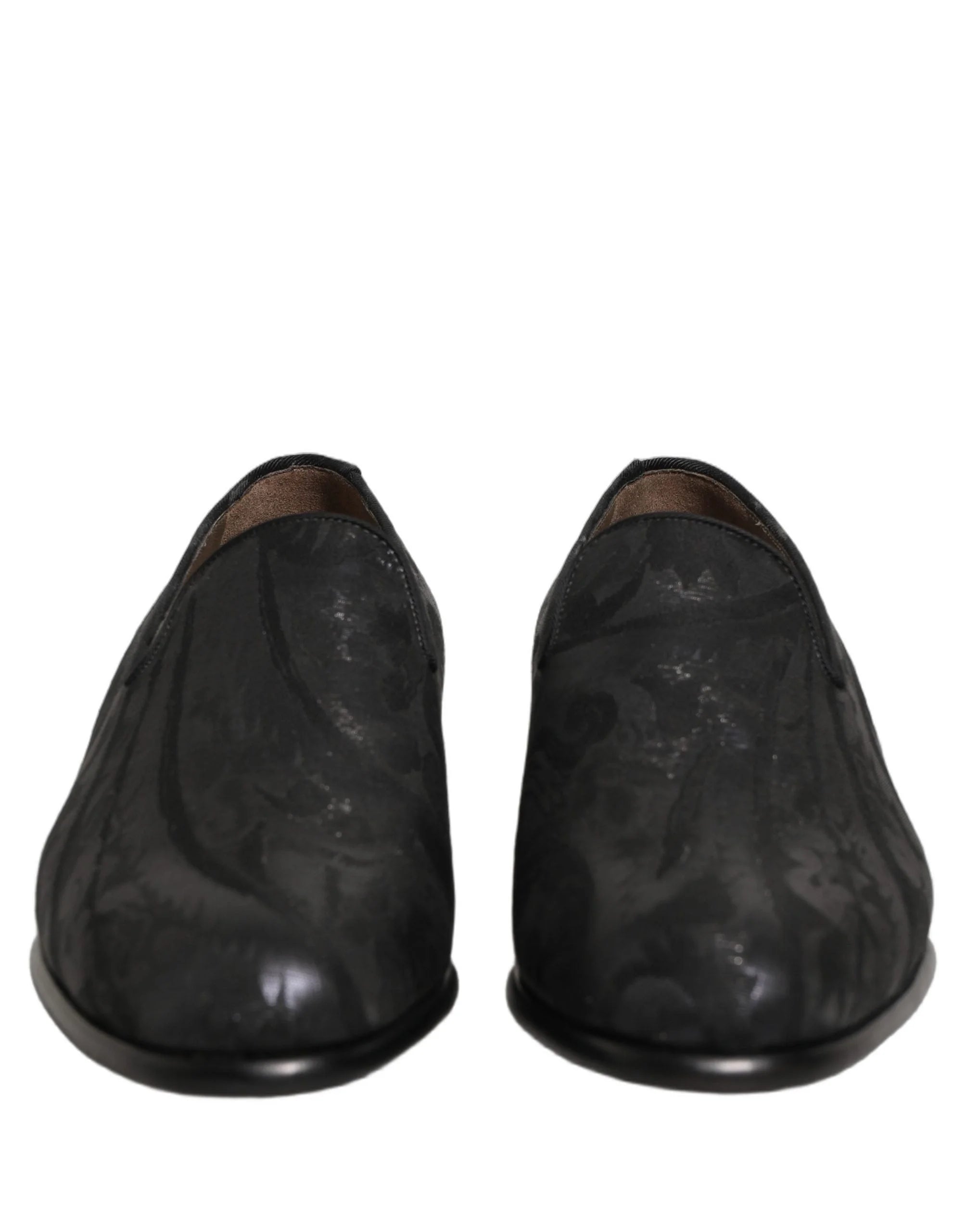 Dolce & Gabbana Black Brocade Men Slip On Dress Loafers Shoes - EU43/US10
