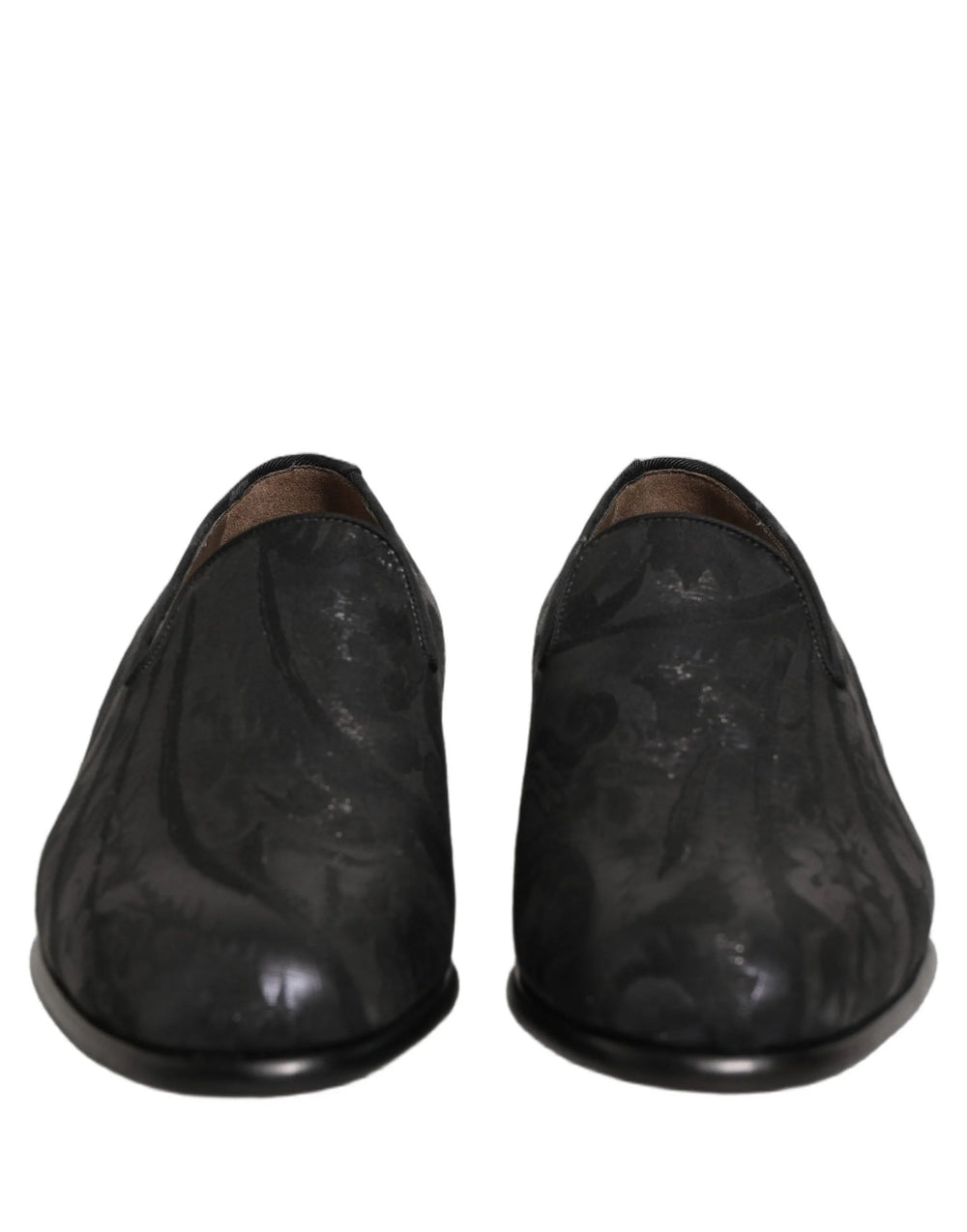 Dolce & Gabbana Black Brocade Men Slip On Dress Loafers Shoes - EU43/US10