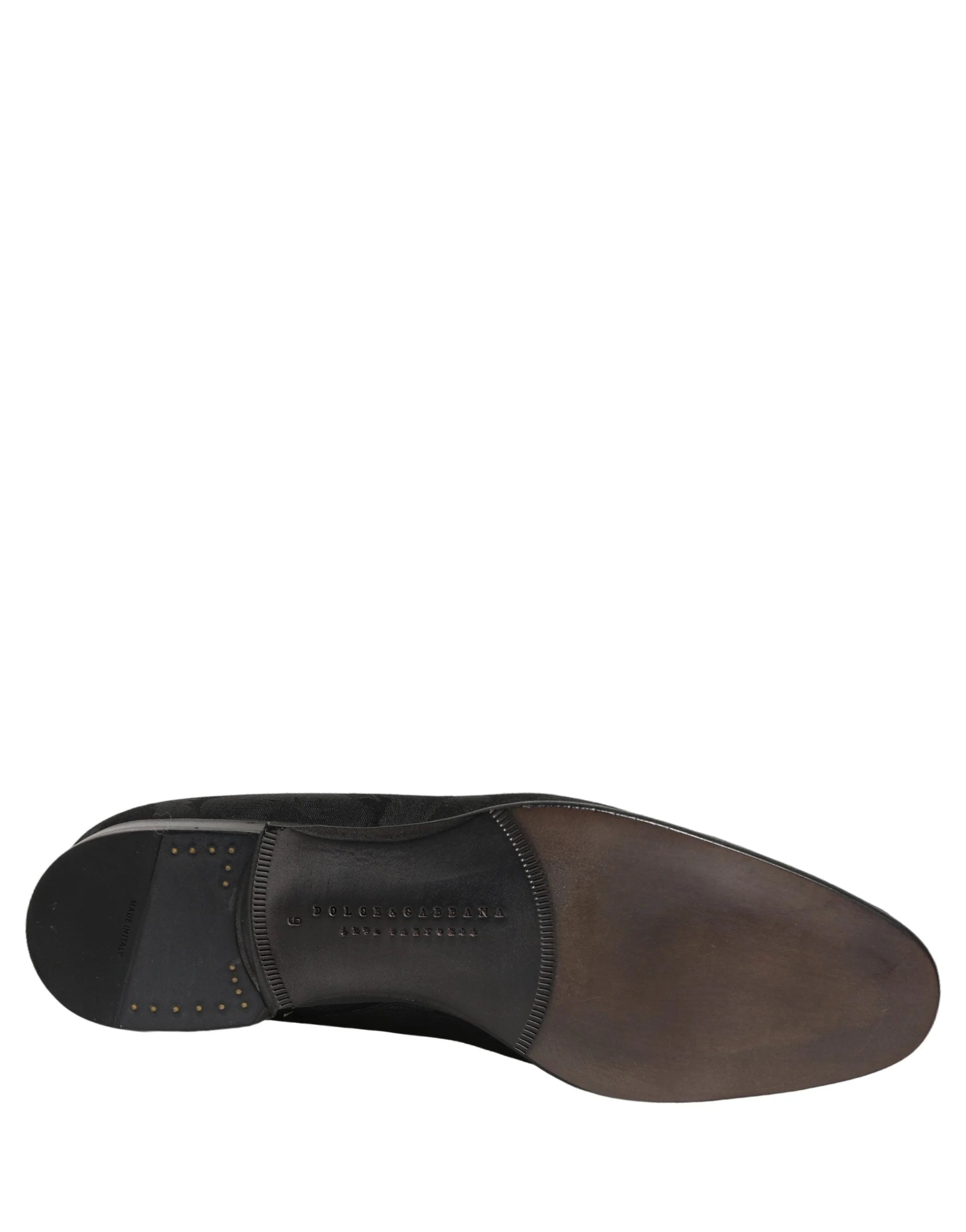 Dolce & Gabbana Black Brocade Men Slip On Dress Loafers Shoes - EU43/US10
