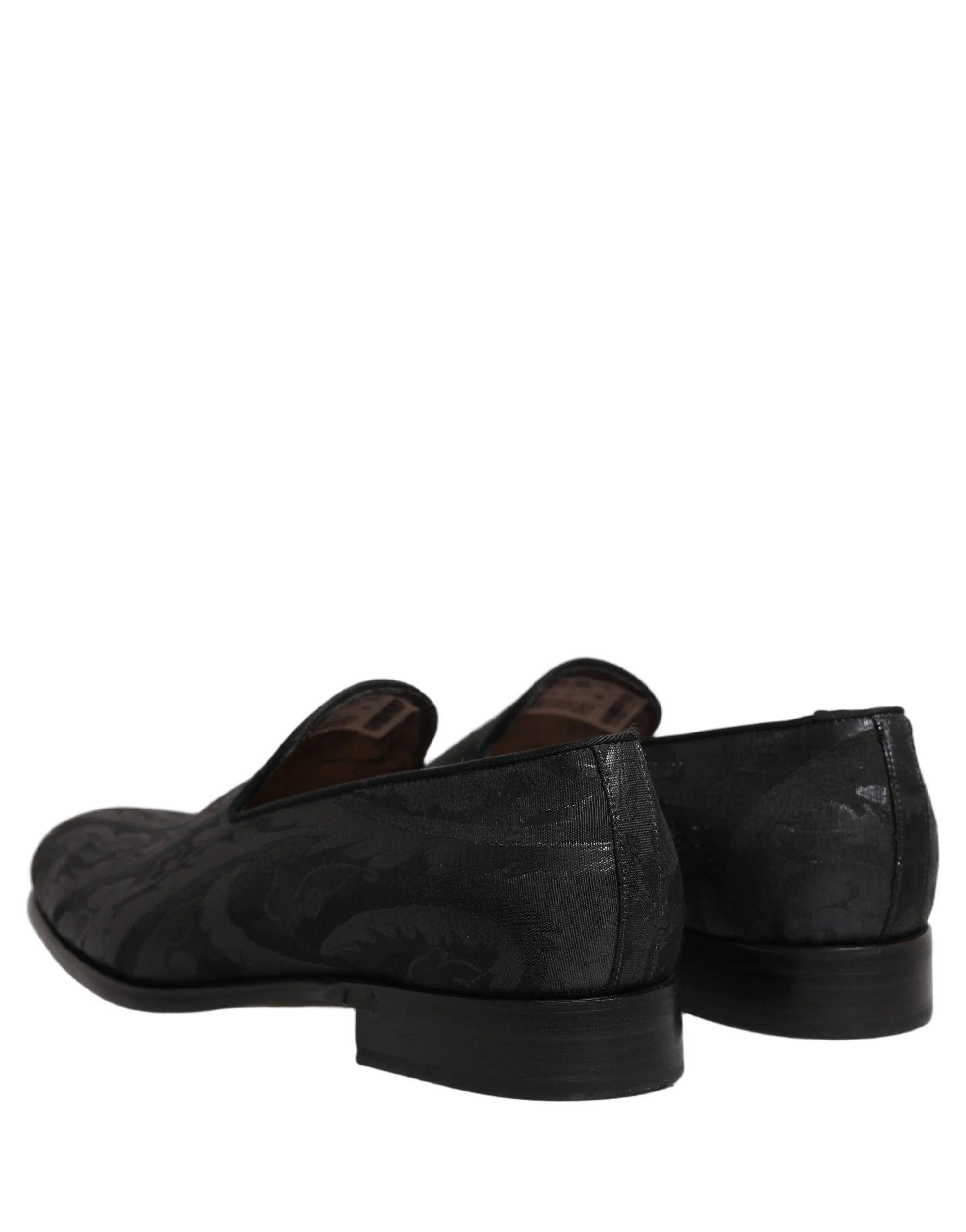 Dolce & Gabbana Black Brocade Men Slip On Dress Loafers Shoes - EU43/US10