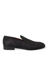 Dolce & Gabbana Black Brocade Men Slip On Loafer Dress Shoes - EU40.5/US7.5 - Flats