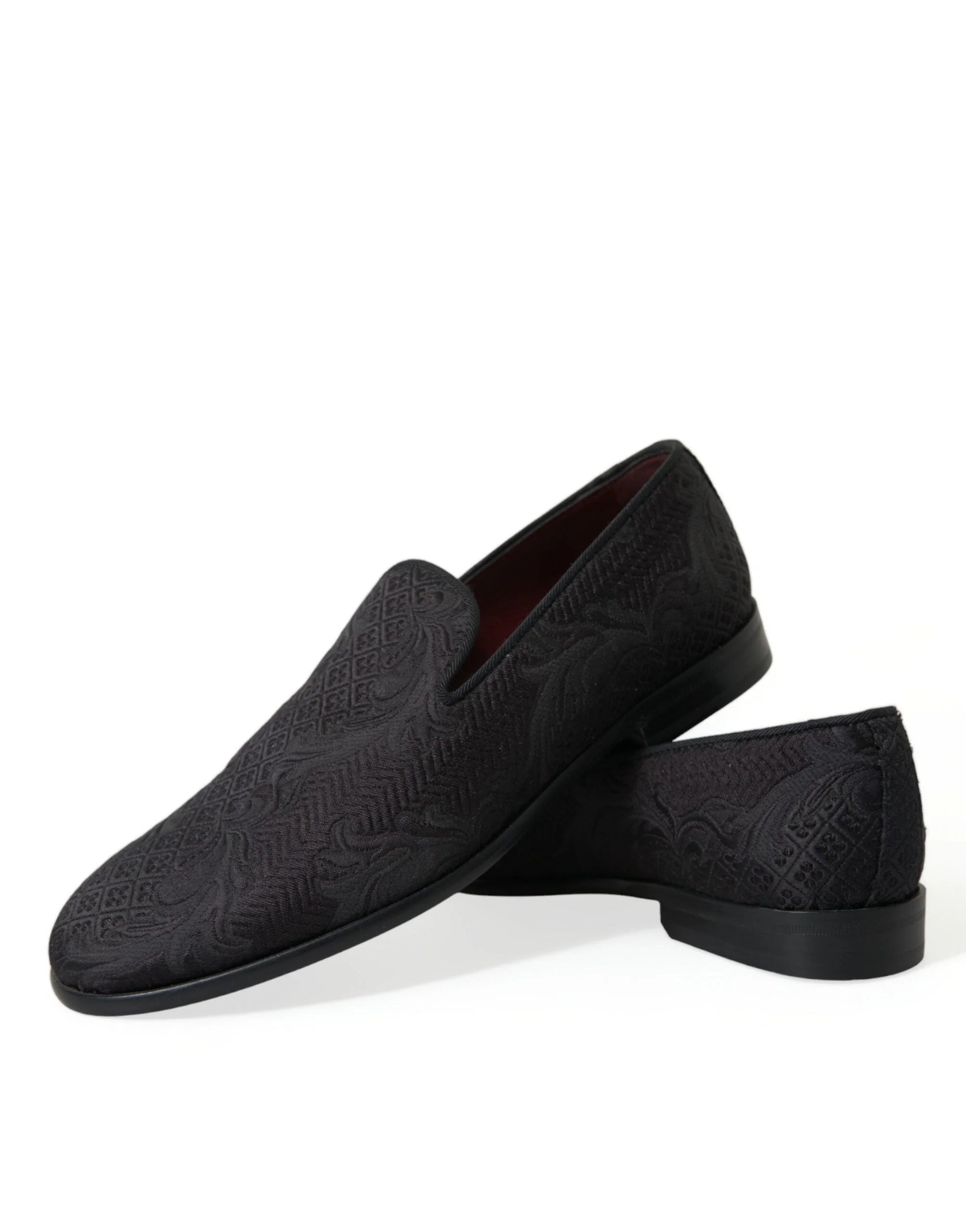 Dolce & Gabbana Black Brocade Men Slip On Loafer Dress Shoes - EU40.5/US7.5 - Flats