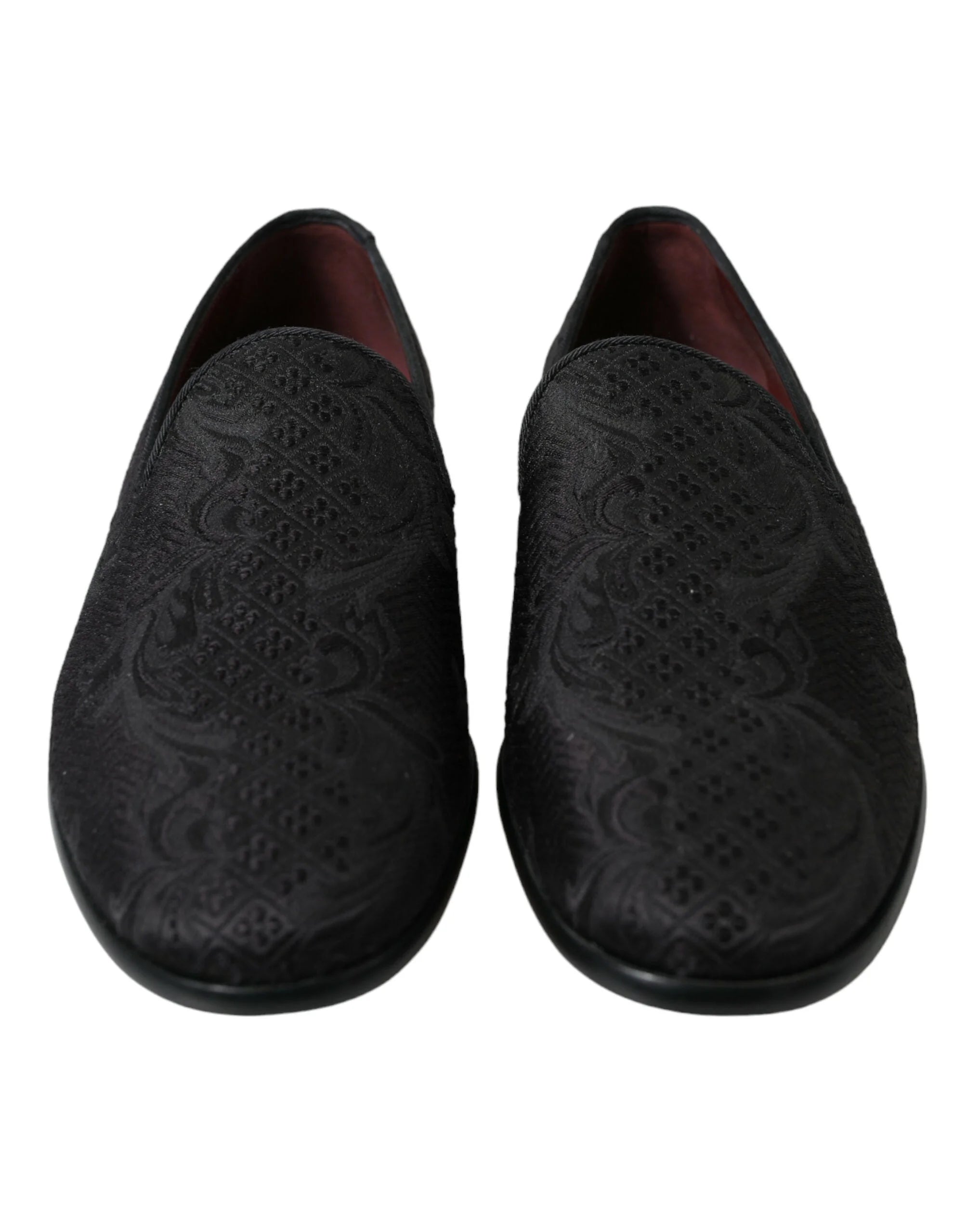 Dolce & Gabbana Black Brocade Men Slip On Loafer Dress Shoes - EU40.5/US7.5 - Flats