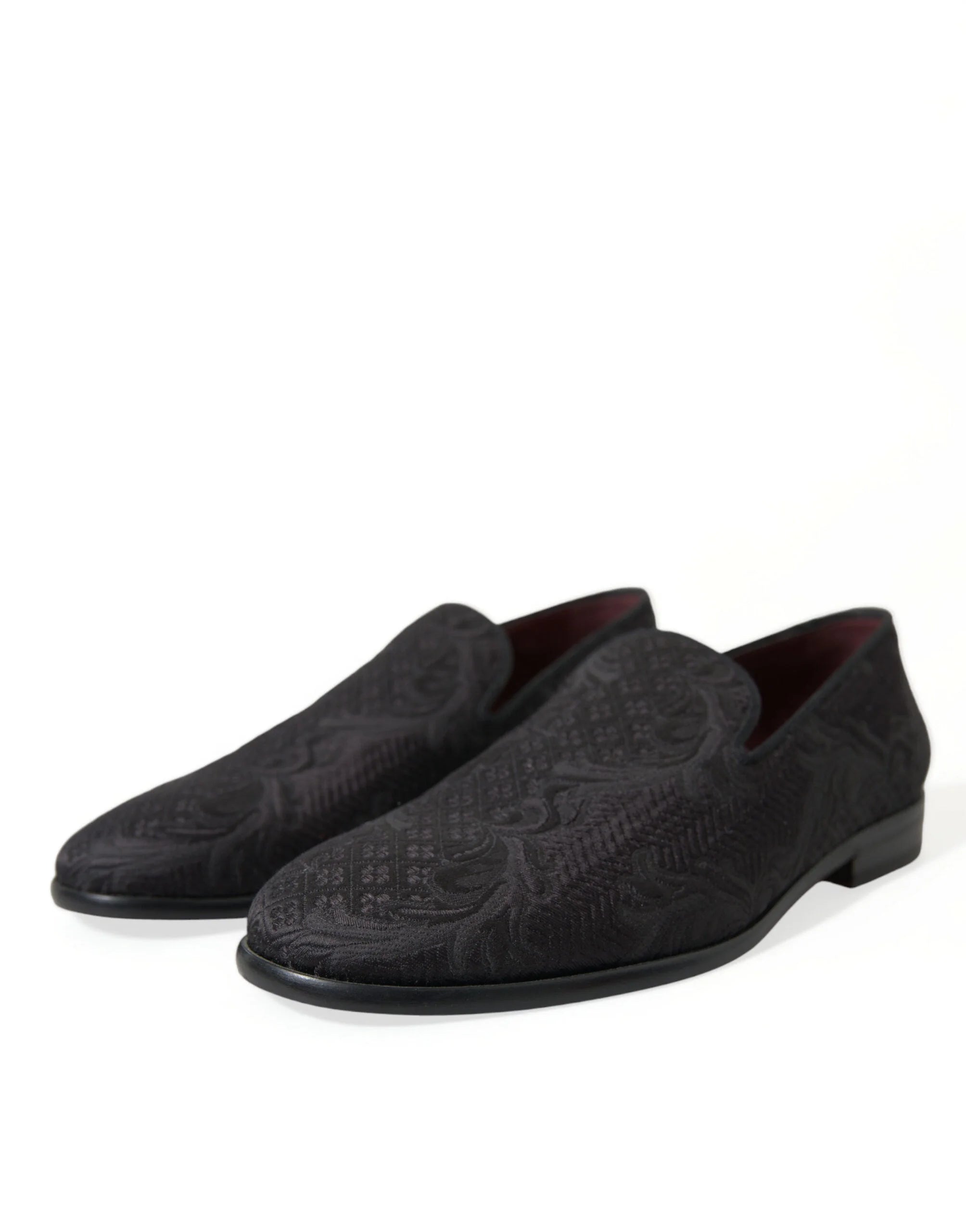 Dolce & Gabbana Black Brocade Men Slip On Loafer Dress Shoes - EU40.5/US7.5 - Flats