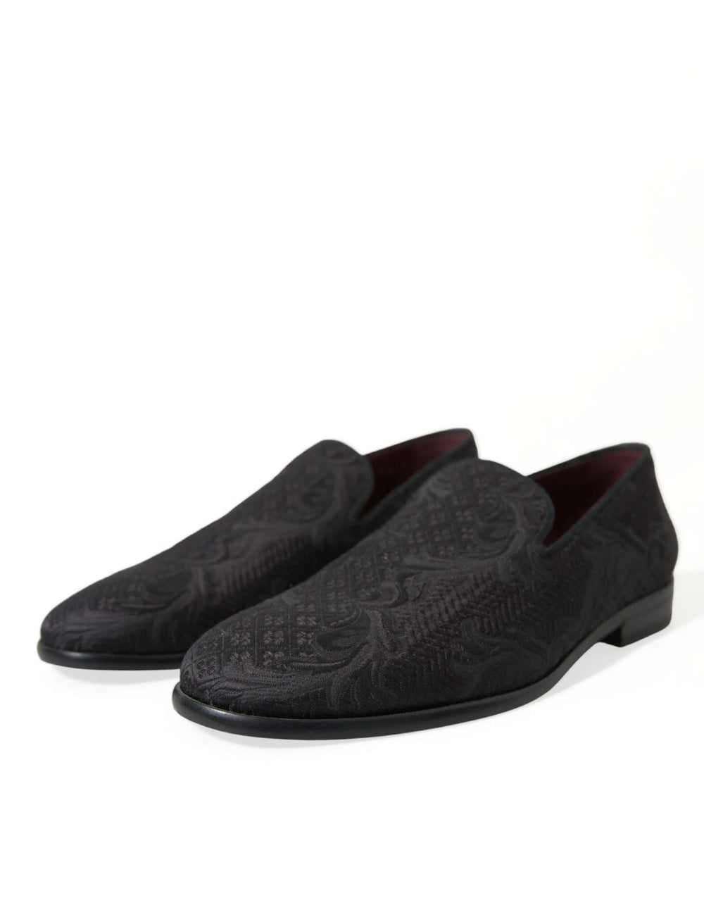 Dolce & Gabbana Black Brocade Men Slip On Loafer Dress Shoes - EU40.5/US7.5 - Flats