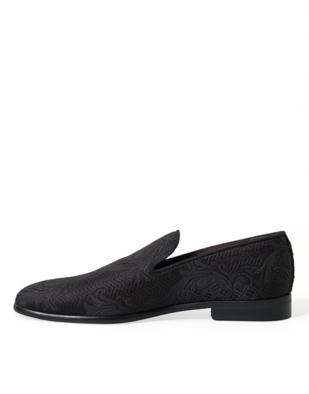 Dolce & Gabbana Black Brocade Men Slip On Loafer Dress Shoes - EU40.5/US7.5 - Flats
