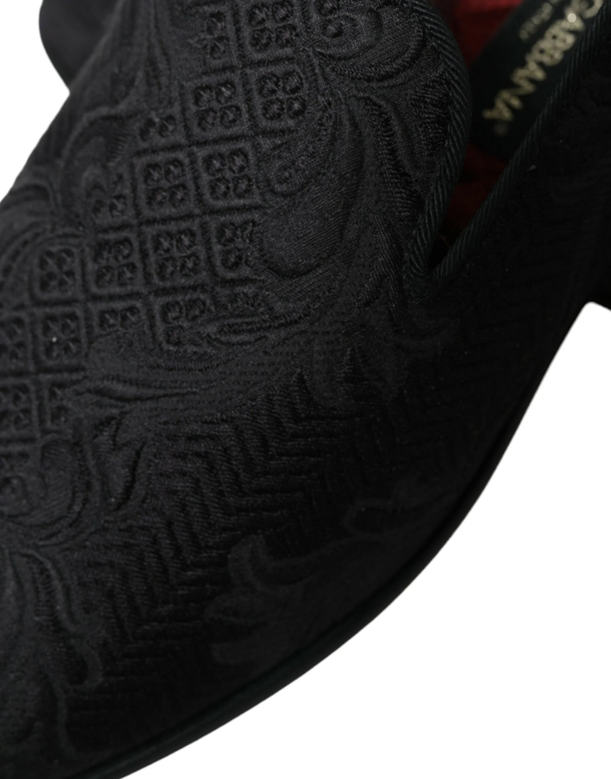 Dolce & Gabbana Čierne brokátové pánske mokasíny na šľapnutí - EU40.5/US7.5