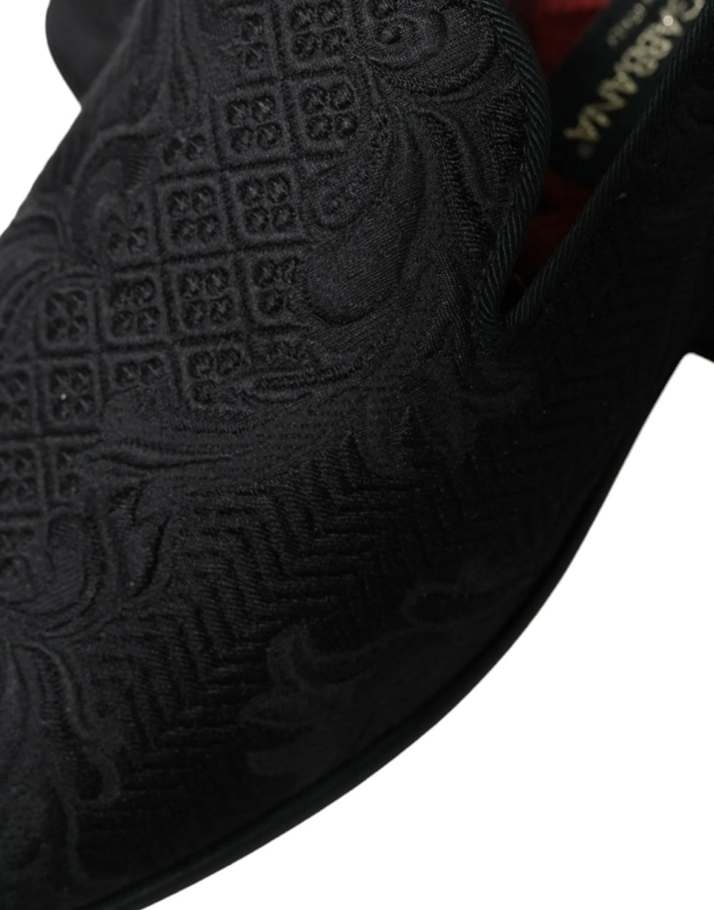 Dolce & Gabbana Čierne brokátové pánske mokasíny na šľapnutí - EU40.5/US7.5