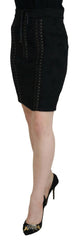 Dolce & Gabbana Black Brocade Mini Above Knee Pencil Skirt - Skirts