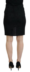 Dolce & Gabbana Black Brocade Mini Above Knee Pencil Skirt - Skirts
